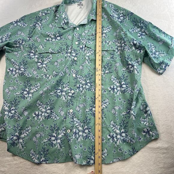 IZOD Saltwater Shirt Mens 2XB Blue Floral Sun Shield UPF 50 Quick Dry Stretch - Picture 13 of 16
